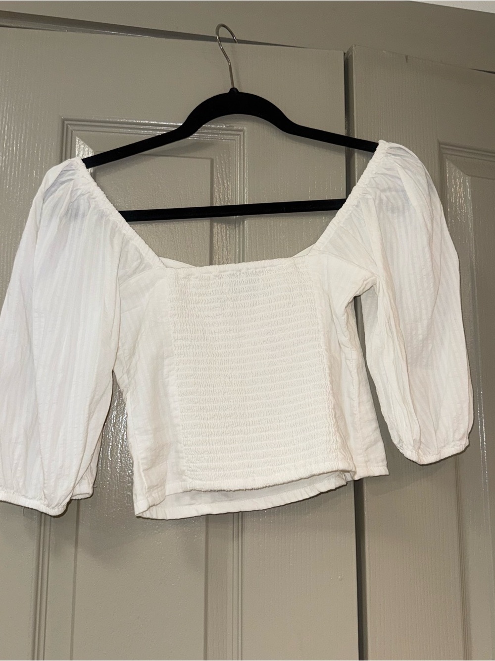 NWT Abercrombie & Fitch White Puff-Sleeve Crop Top - Picture 4 of 4
